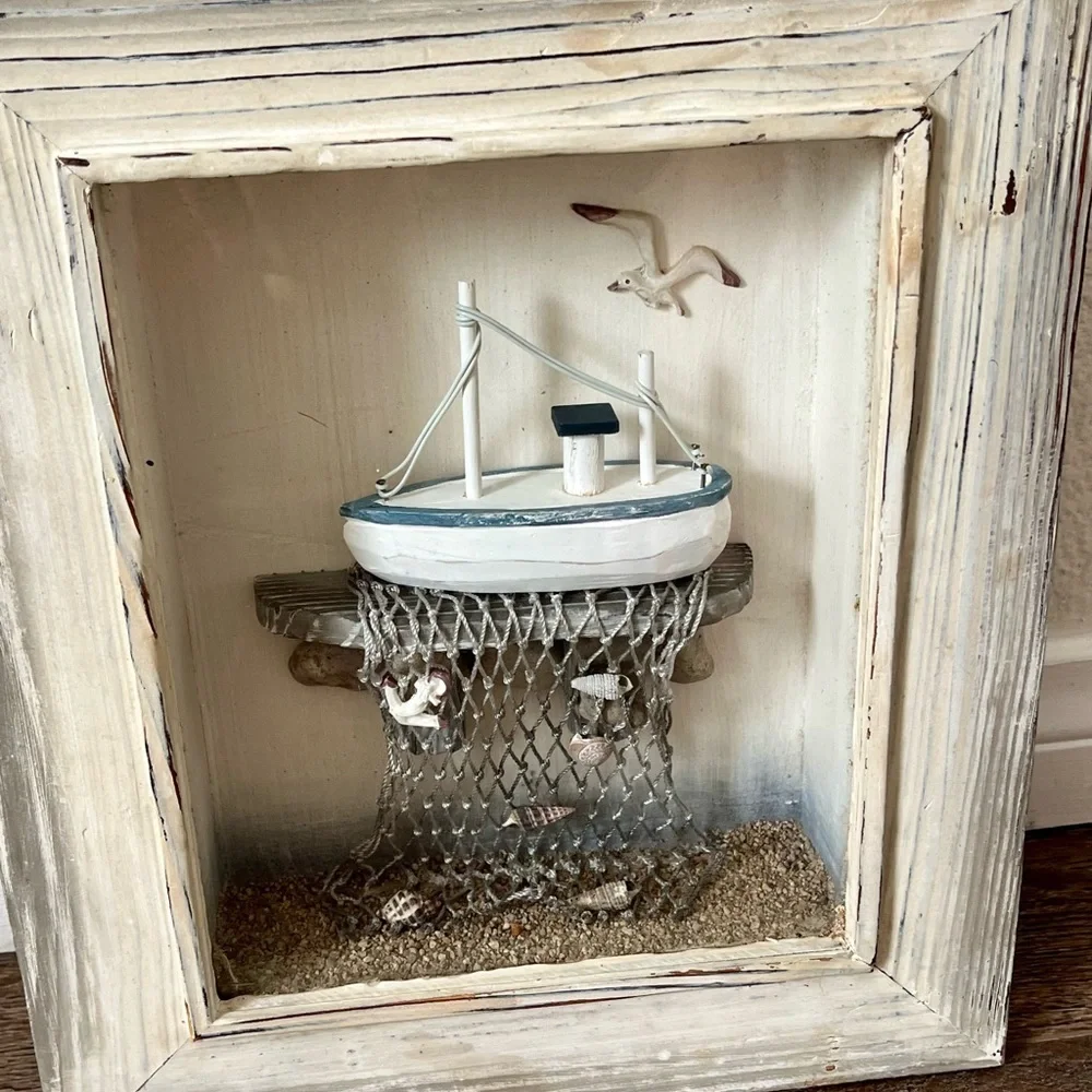 Rustic White Nautical Shadow Box Frame 9.5/11 inches